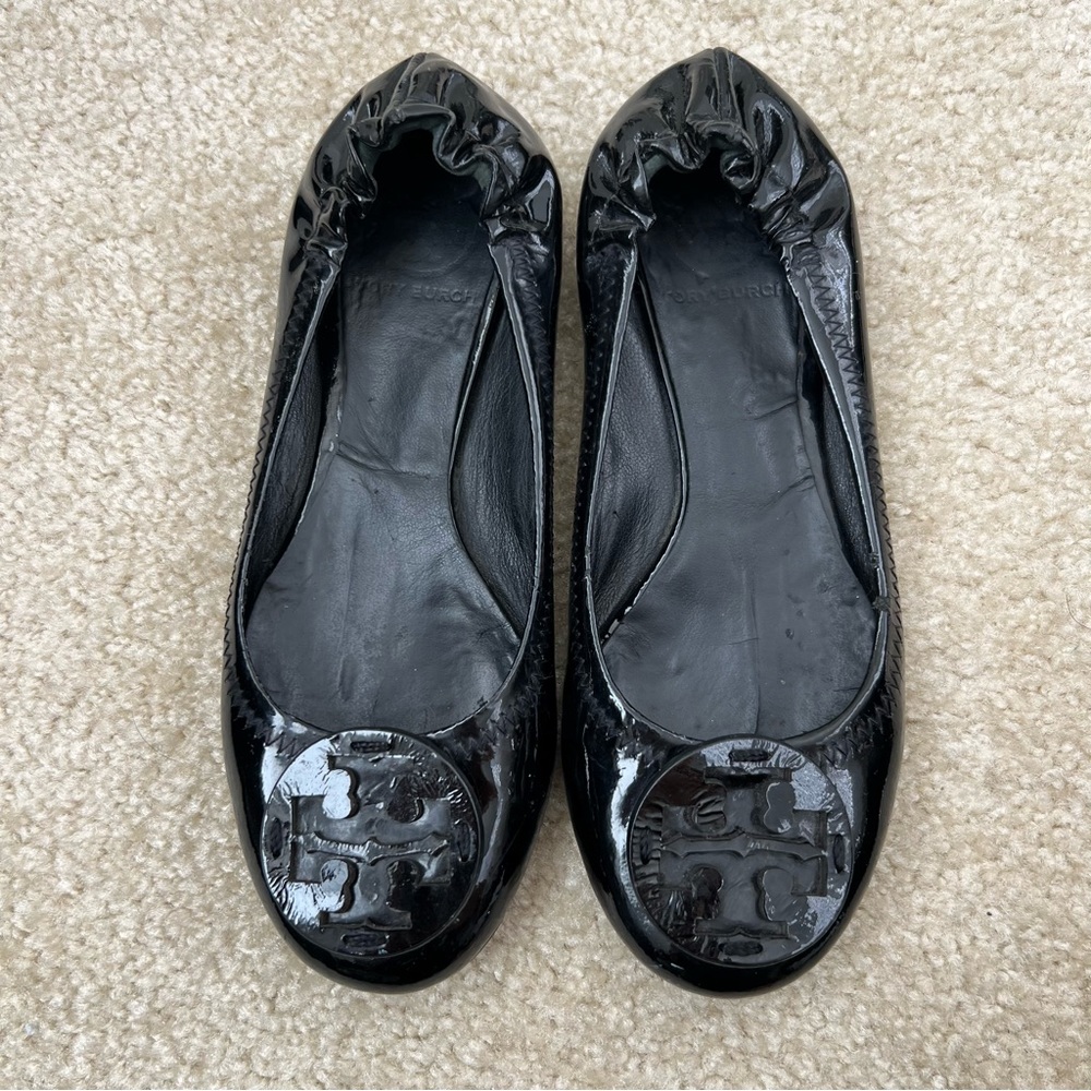 Tory Burch Black Patent Reva Ballet Flats